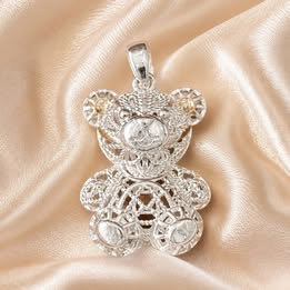 DIJE DE OSO FILIGRANO, PLATA .925