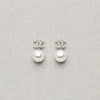 ARETE CON PERLA CON CIRCONIA, BANO DE RODIO, PLATA .925