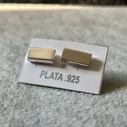 Arete de Rectángulo Cartoneado Plata .925
