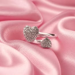 ANILLO DE 2 CORAZONES AJUSTABLES, PLATA .925