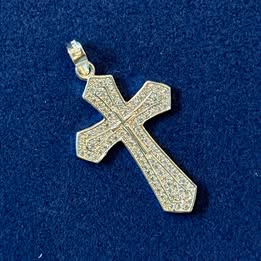 DIJE DE CRUZ CON CIRCONIAS, PLATA .925