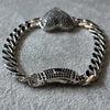 PULSERA INSP. MONACO CHAIN CON CORAZON MULTICIRCONIA NEGRA 18CM, PLATA .925