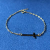 PULSERA CON CRUZ LISA CON BAÑO DE ORO, PLATA .925