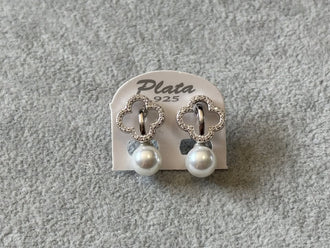 Arete De trebol con piedra madre perla y circonias