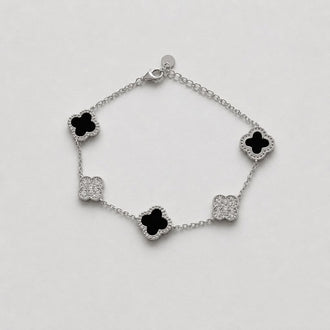 Pulsera vc negro y circonia plata .925