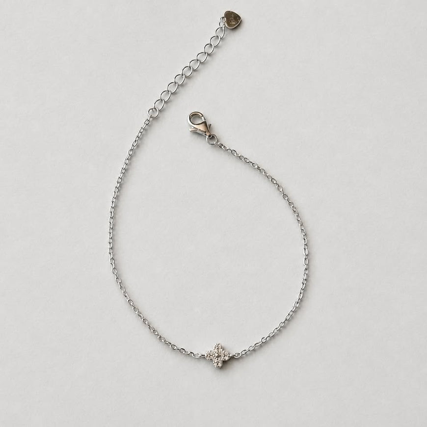PULSERA CON DIJE MULTICIRCONIAS, BANO DE RODIO, CR