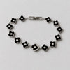 PULSERA NEGRA CON BANO DE RODIO, PLATA