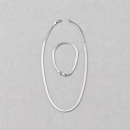 COLLAR Y PULSERA PLANCHADA PANZA DE VIBORA, PLATA .925