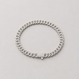 PULSERA DE MICROCIRCONIAS CUBANA, BAÑO DE RODIO