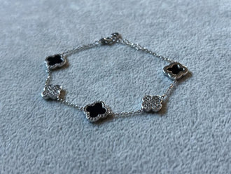Pulsera vc negro y circonia plata .925