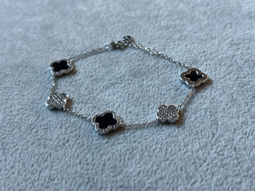 Pulsera vc negro y circonia plata .925