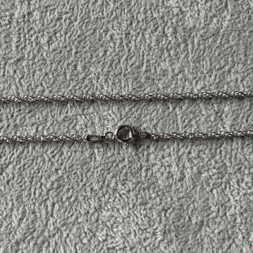 CADENA TORZAL 50CM, BANO DE RODIO, PLATA .925