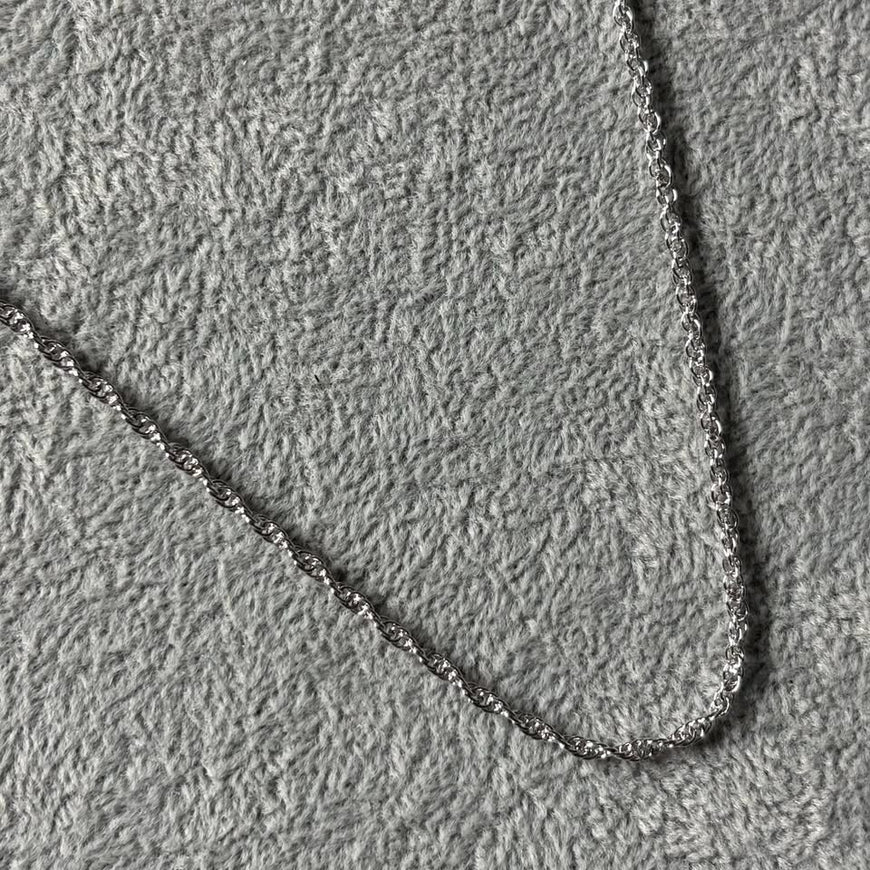 CADENA TORZAL 50CM, BANO DE RODIO, PLATA .925