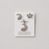 SET DE ARETES Y DIJE CON LUNA Y MICROCIRCONIAS, BAÑO DE RODIO, PLATA .925
