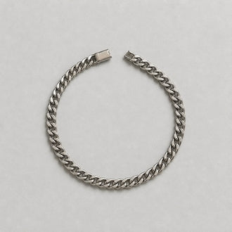 PULSERA CUBANA CON BROCHE DE CAJA 18CM, PLATA .925