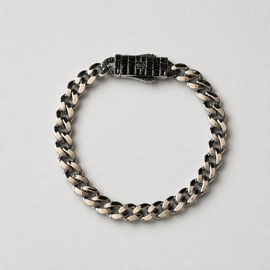 PULSERA INSP. MONACO CHAIN LISA ELIGEN DISEÑO, 19CM bano de rodio