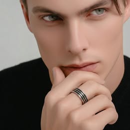 ANILLO DE BANDA 3 RIELES OXIDADO, ELIGEN TALLA 7, 8, 9, 10, 11,12,13 Plata .925
