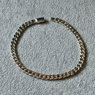 PULSERA CUBANA CON BROCHE DE CAJA 20CM, PLATA .925