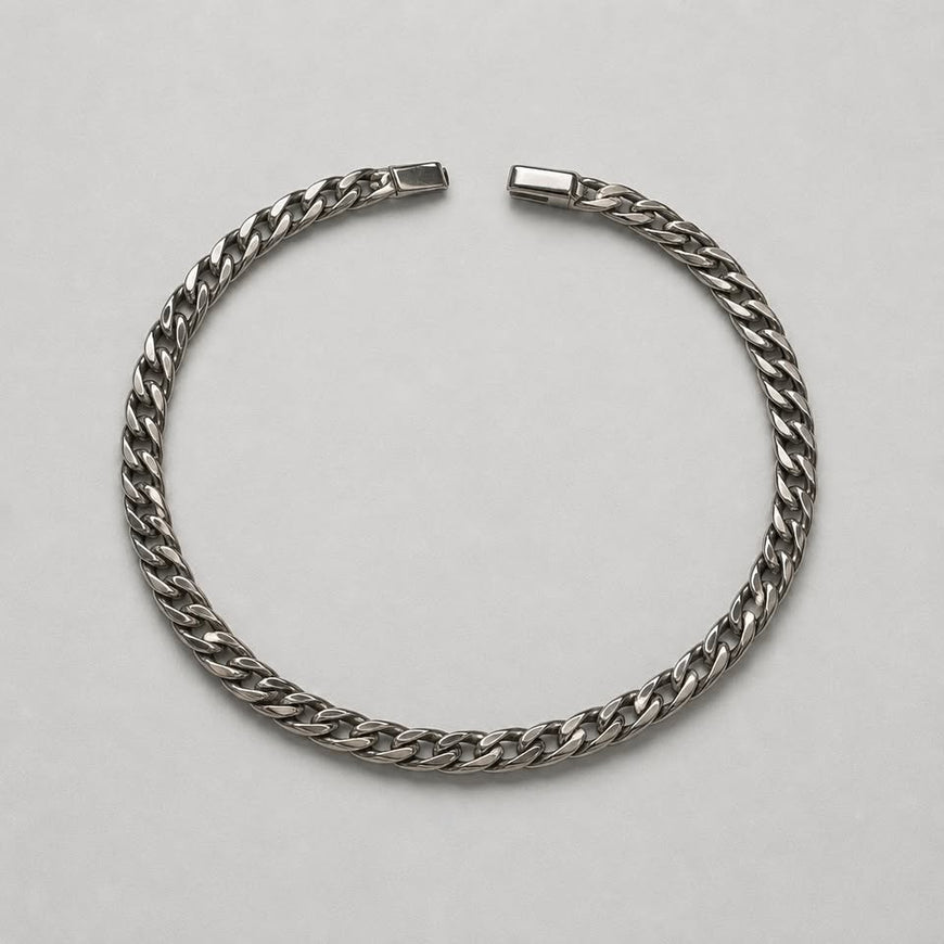 PULSERA CUBANA CON BROCHE DE CAJA 22CM, PLATA .925