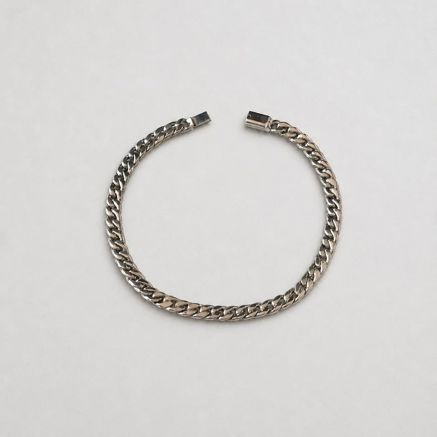 PULSERA CUBANA CON BROCHE DE CAJA 20CM, PLATA .925