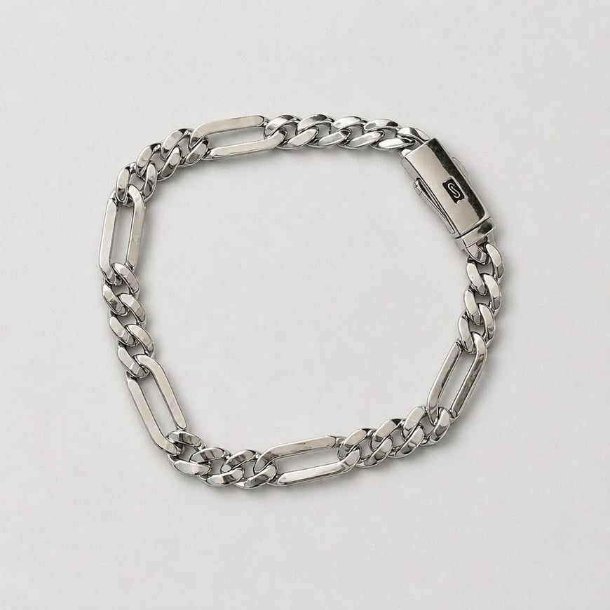PULSERA INSP. MONACO CHAIN, TALLA 21CM, BAÑO DE RODIO, PLATA .925