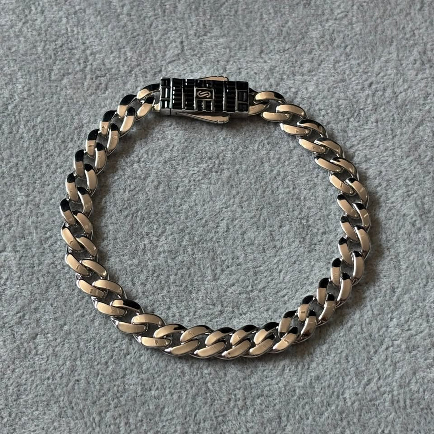 PULSERA INSP. MONACO CHAIN LISA DISEÑO, 20CM bano de rodio