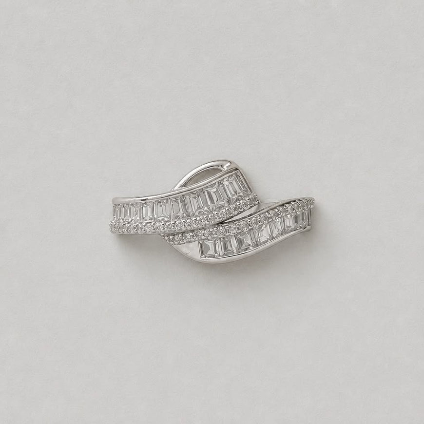 Anillo dos lineas circonia baguette #6