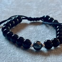 PULSERA AJUSTABLE CON PIEDRA ONIX, PLATA .925