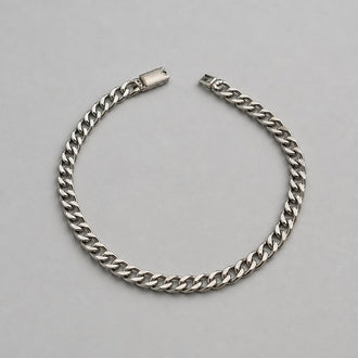 PULSERA CUBANA CON BROCHE DE CAJA 19CM, PLATA .925