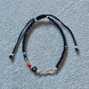 PULSERA CAUCHO CON PLACA 3 LINEAS, PLATA .925