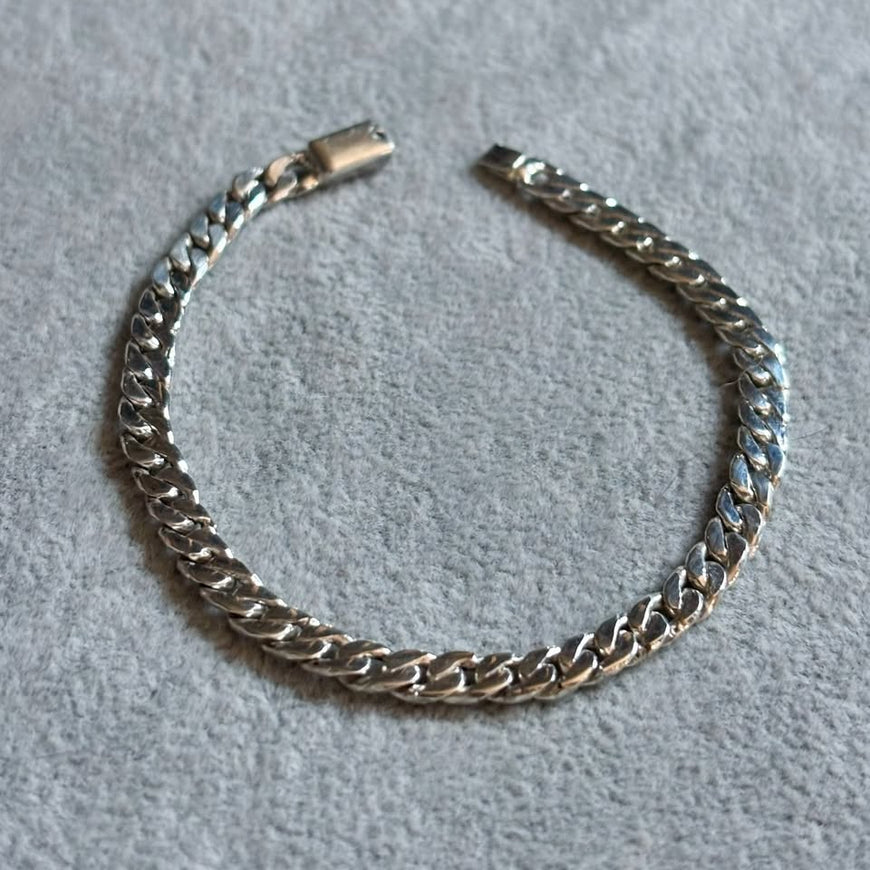 PULSERA CUBANA CON BROCHE DE CAJA 19CM, PLATA .925