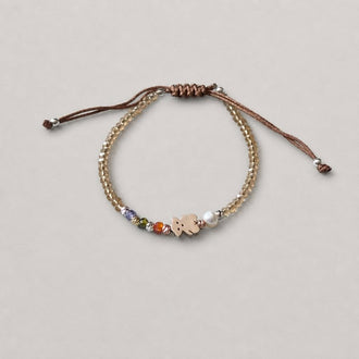 PULSERA AJUSTABLE HILO CAFE CON DIJE INSP. TOUS, PLATA .925