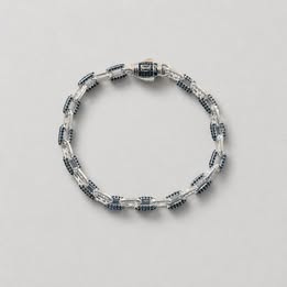PULSERA INSP. MONACO CHAIN ESLAVON ONIX TALLA 19CM/7.5" CON BAÑO DE RODIO, PLATA