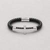 PULSERA VINIPIEL TRENZADA CON PLACA + LISA, PLATA .925