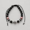 PULSERA AJUSTABLE CON PIEDRA VOLCANICA CON DIJE DE JAGUAR, PLATA .925