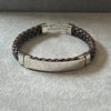 Pulsera en piel café con greca lisa Plata .925