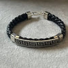 Pulsera en piel negra con grecas Plata .925