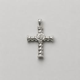 Dije Cruz con rosa plata .925