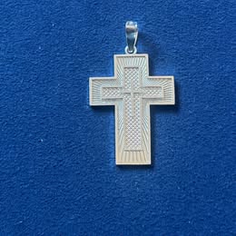DIJE DE CRUZ GRANDE CON EL PADRE NUESTRO, PLATA .925