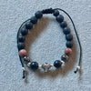 PULSERA AJUSTABLE CON PIEDRA VOLCANICA CON DIJE DE JAGUAR, PLATA .925