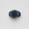 ANILLO MULTICIRCONIA AZUL, talla 11 con bano de rodio