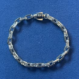 PULSERA INSP. MONACO CHAIN ESLAVON ONIX TALLA 19CM/7.5" CON BAÑO DE RODIO, PLATA