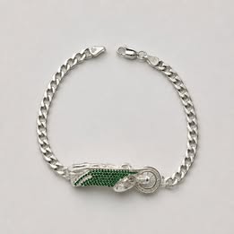 ESCLAVA DE SAN JUDAS CON CADENA CUBANA 20CM, PLATA .925