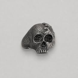 ANILLO CON CALAVERA, con Bano de rodio Plata .925 talla 12