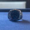 ANILLO MULTICIRCONIA AZUL, talla 11 con bano de rodio