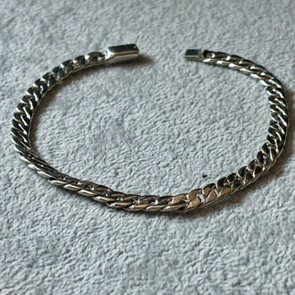 PULSERA CUBANA CON BROCHE DE CAJA 18CM, PLATA .925