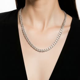 CADENA CUABANA DIAMANTADA DELGADA 60CM, PLATA .925