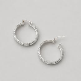 ARRACADA DIAMANTADA ANCHA MEDIANA, PLATA .925