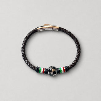 Pulsera mundial de piel and stainless steel color Navy Blue(3), Red (9) Dark Brown/Black (20) Orange (1)