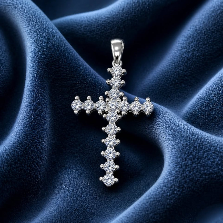 Dije de Cruz con circonia blanca